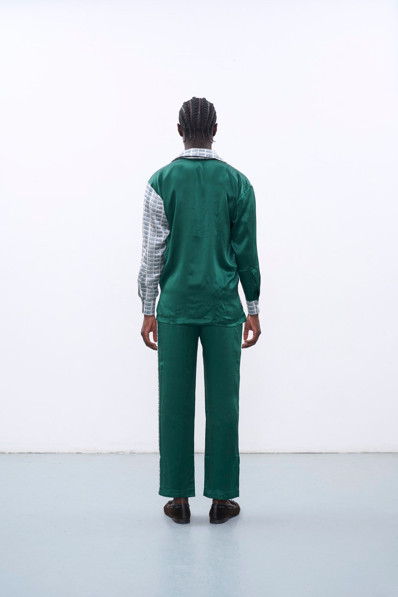RICO BLUE & GREEN SILK LONG SLEEVE SHIRT