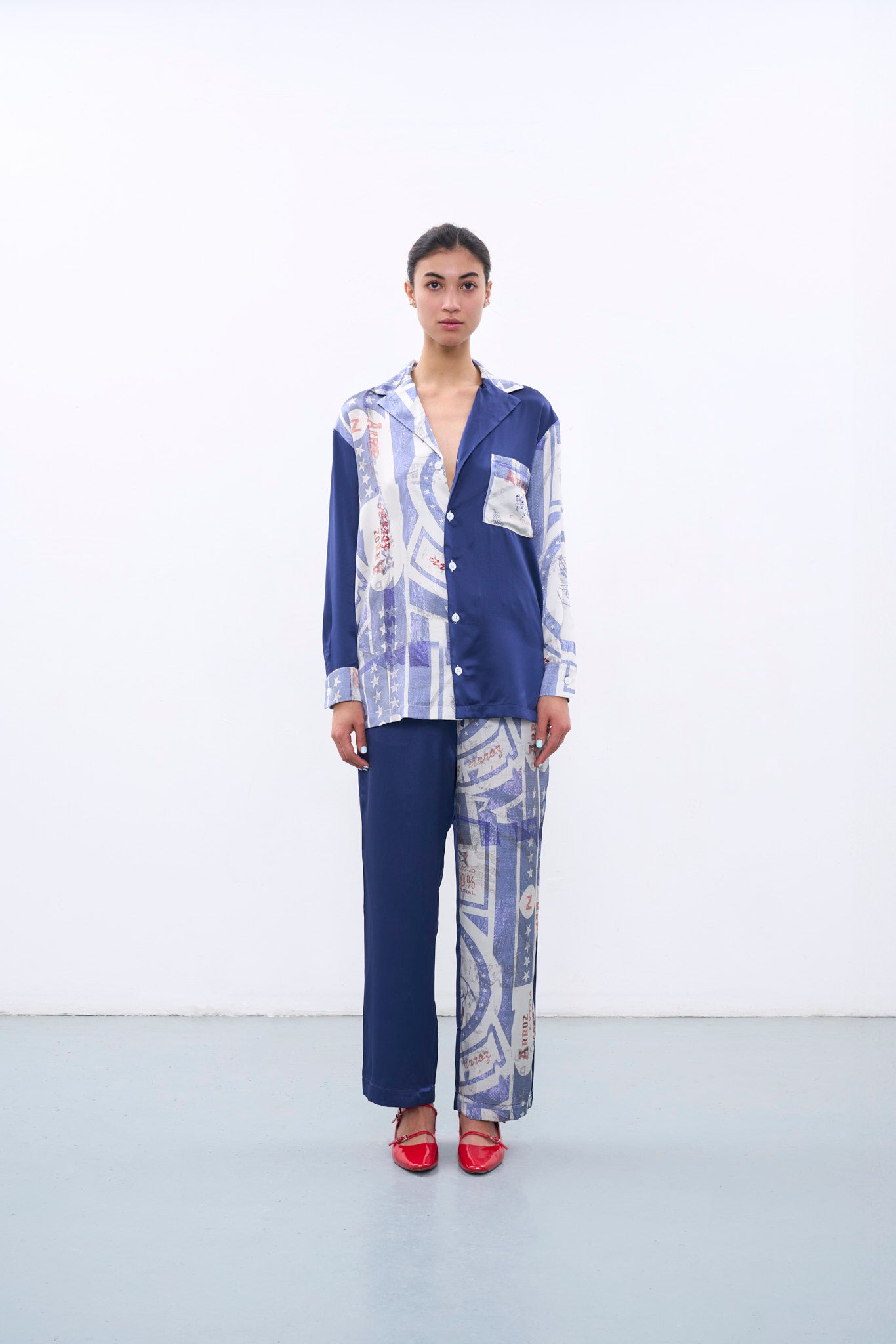 FEROZ LONG SLEEVE SILK SHIRT IN BLUE
