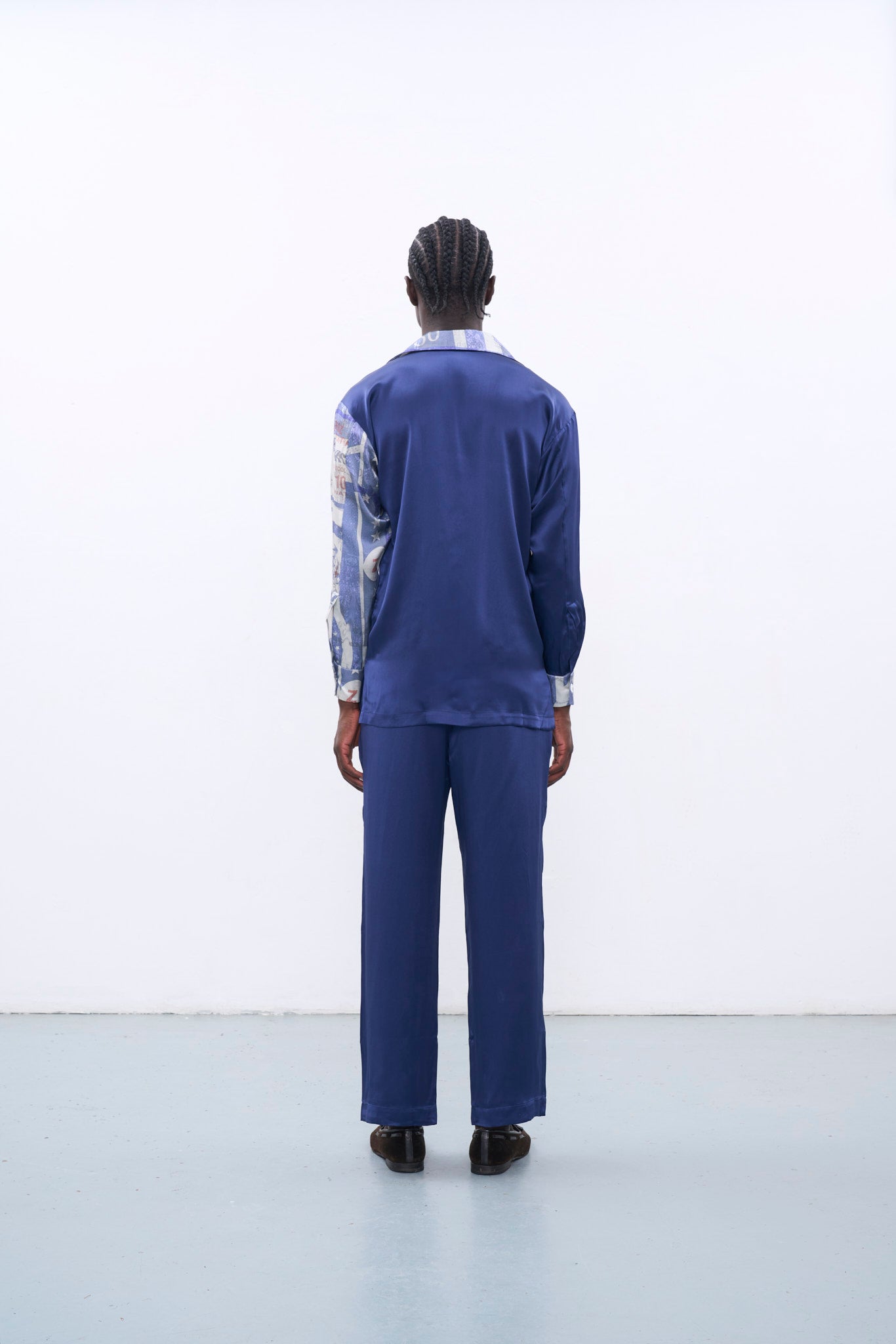 FEROZ BLUE LONG SLEEVE SILK SHIRT
