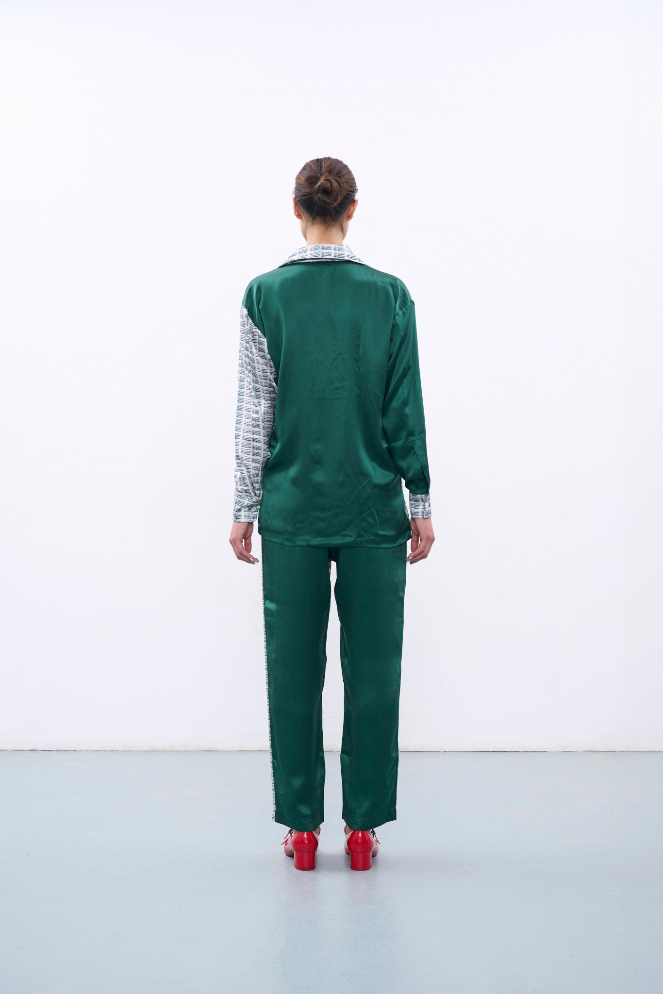 RICO BLUE & GREEN SILK LONG SLEEVE SHIRT