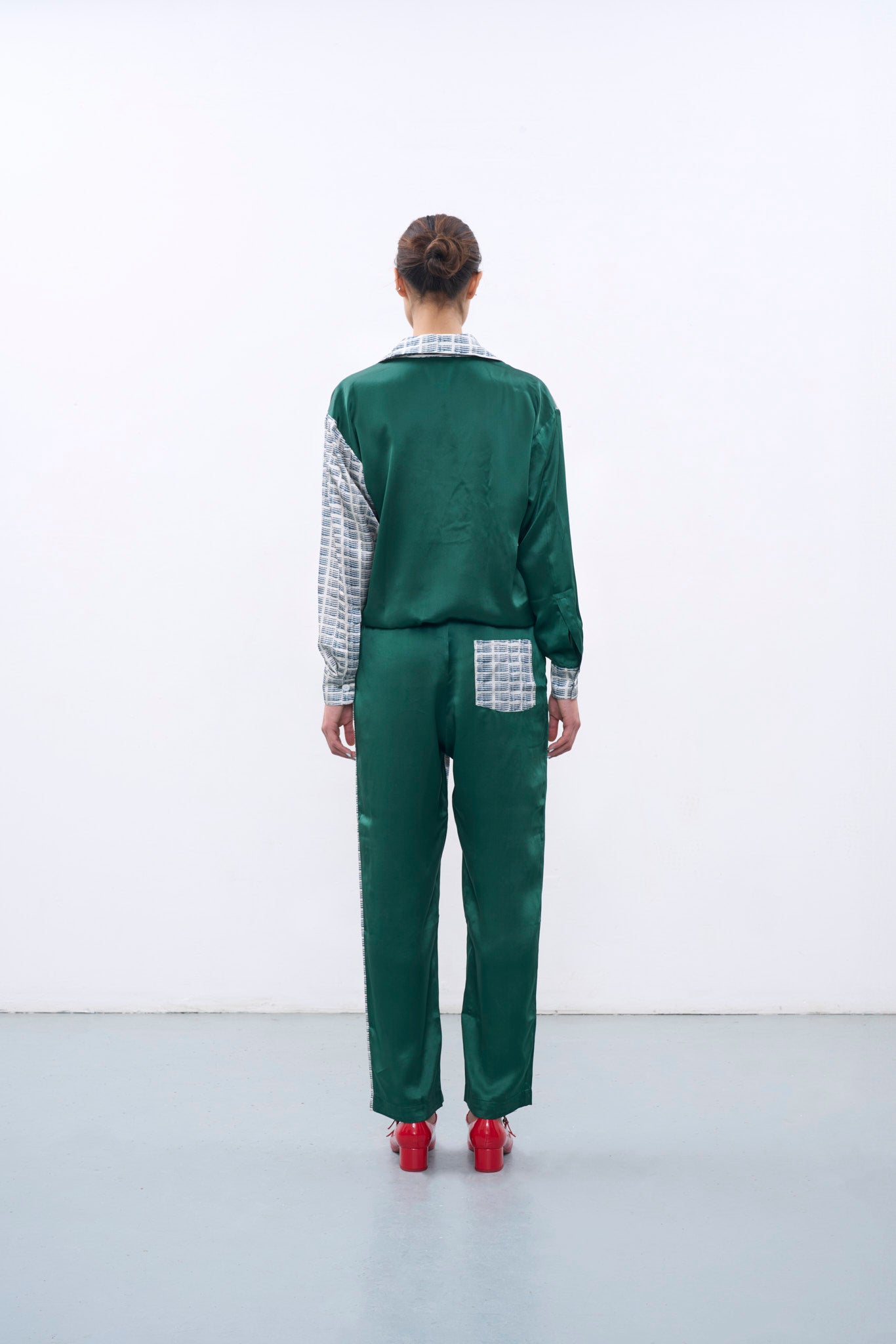 RICO BLUE & GREEN SILK PANTS