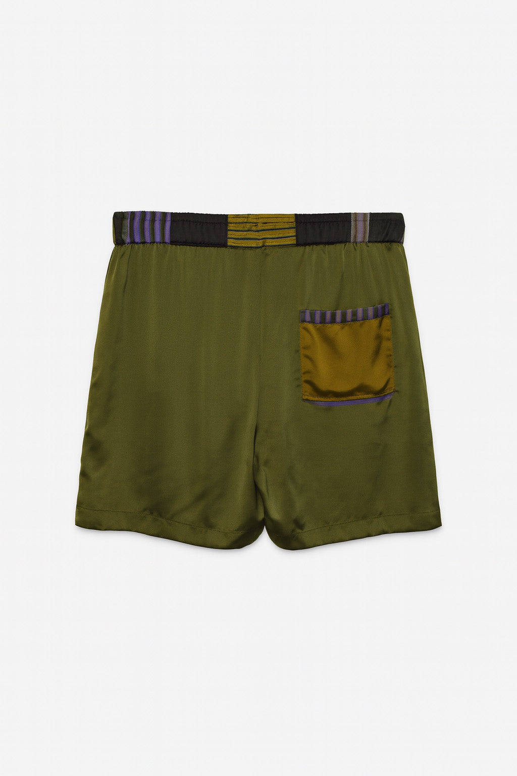 GREEN & PURPLE CASSERITA SILK SHORTS