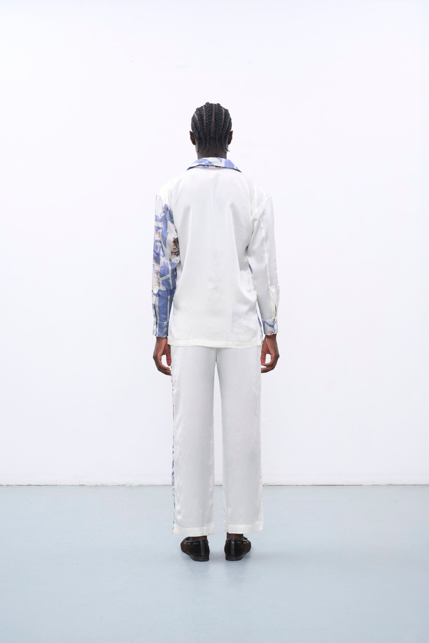 FEROZ WHITE SILK LONG SLEEVE SHIRT