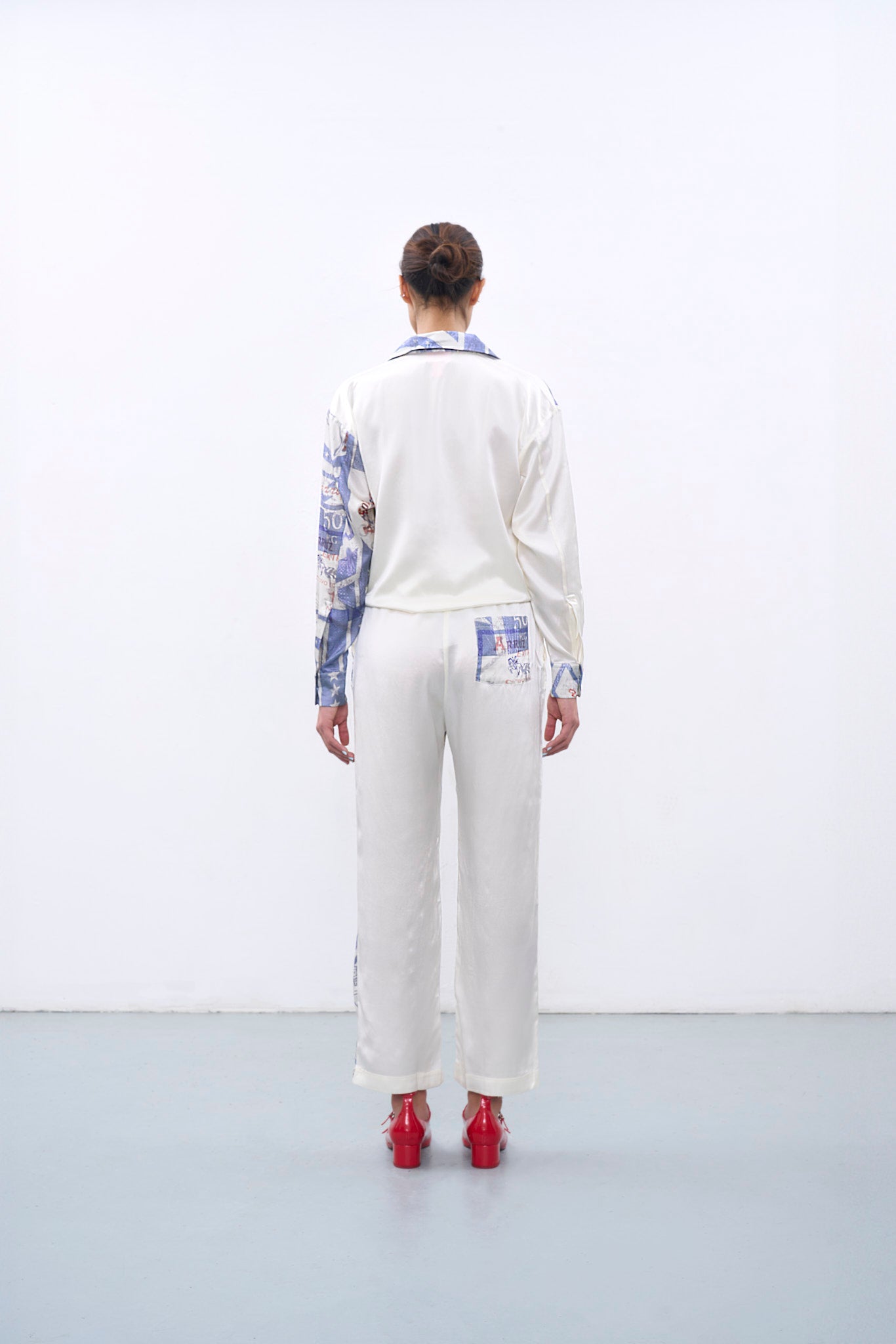 FEROZ WHITE SILK PANTS