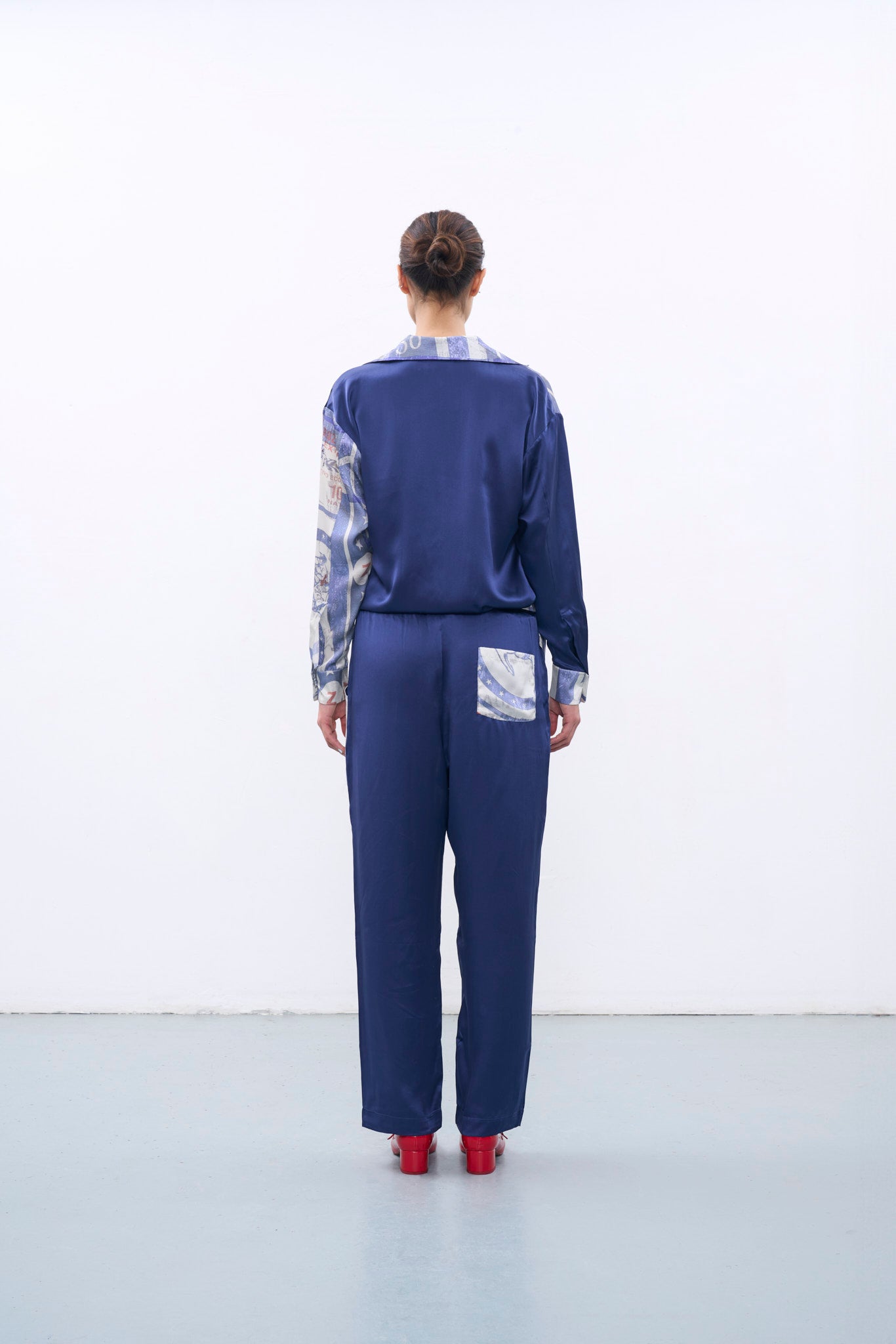 FEROZ BLUE SILK PANTS