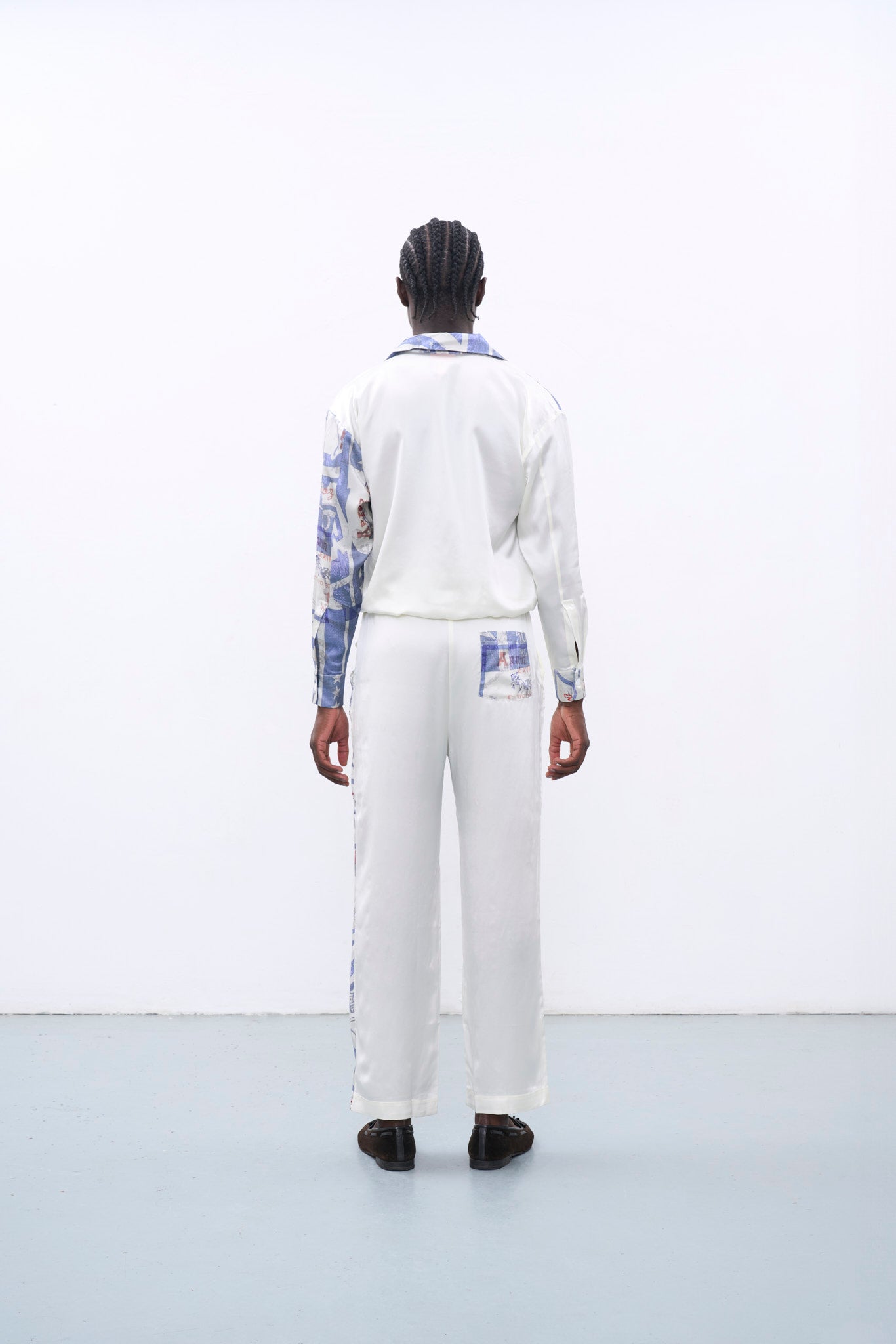 FEROZ WHITE SILK PANTS