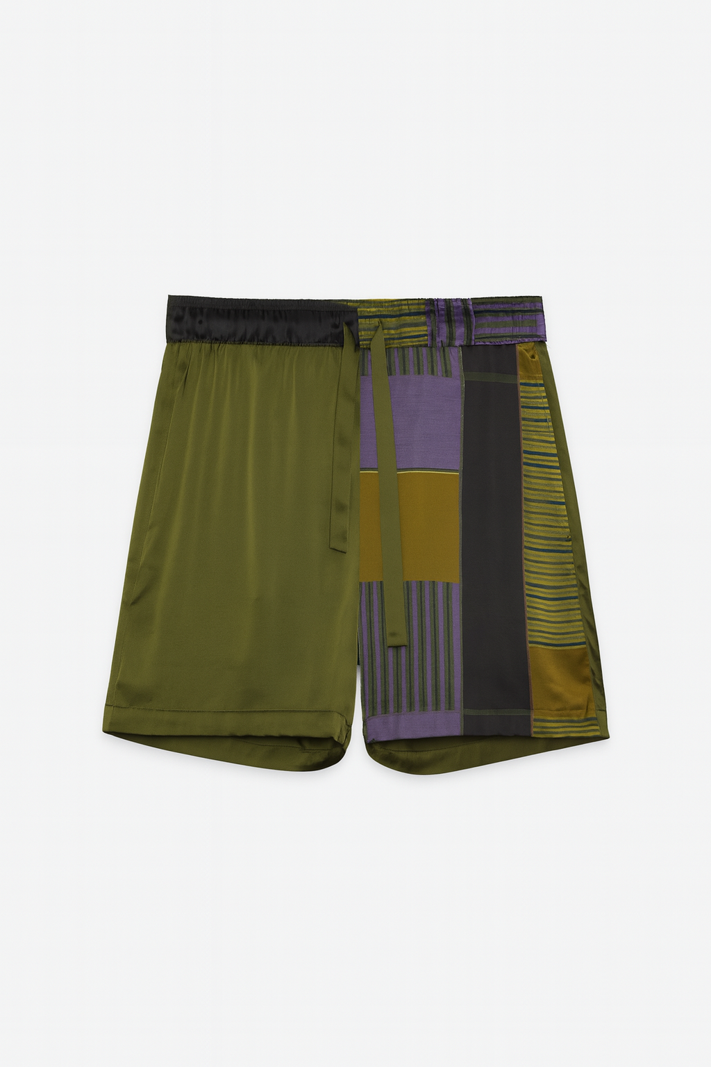 GREEN & PURPLE CASSERITA SILK SHORTS