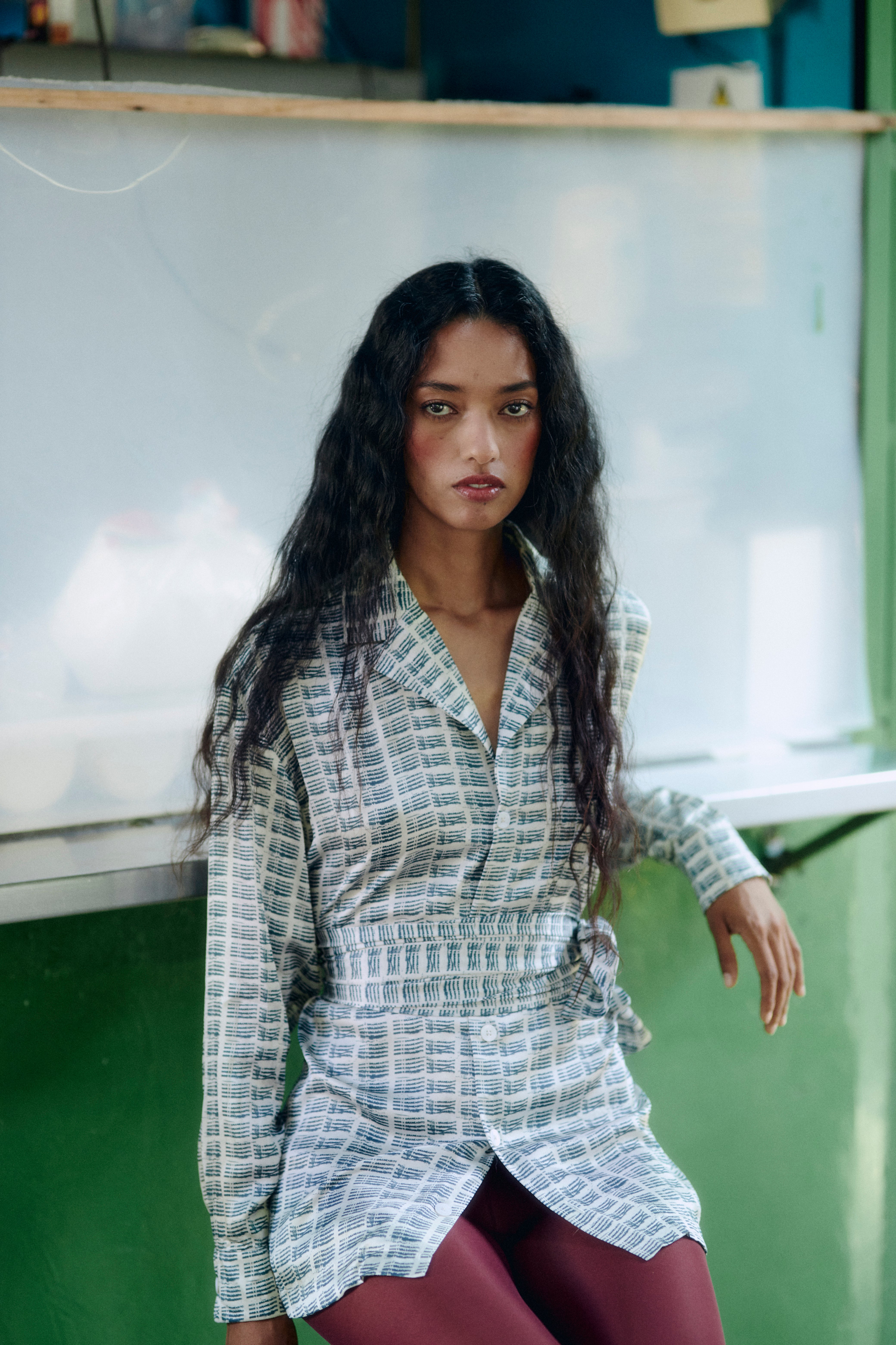 RICO BLUE SILK LONG SLEEVE SHIRT