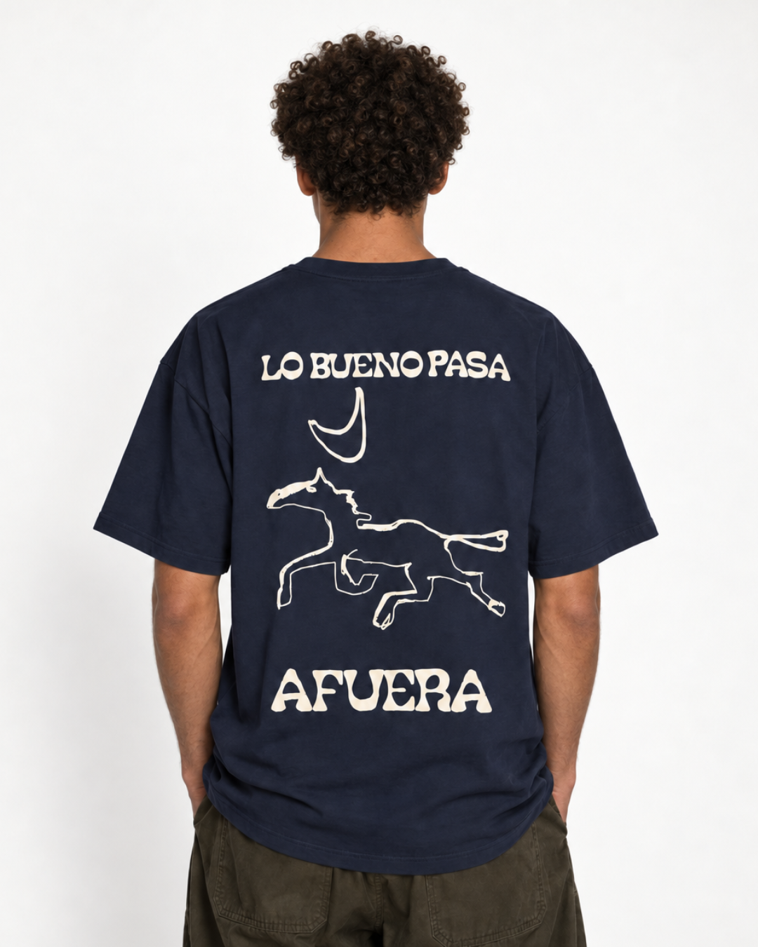 Lo Bueno Pasa Afuera T-Shirt Navy