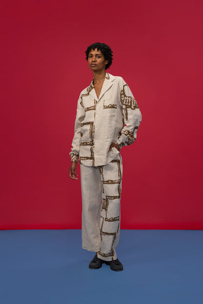 SUAVE CREAM & BROWN PANTS