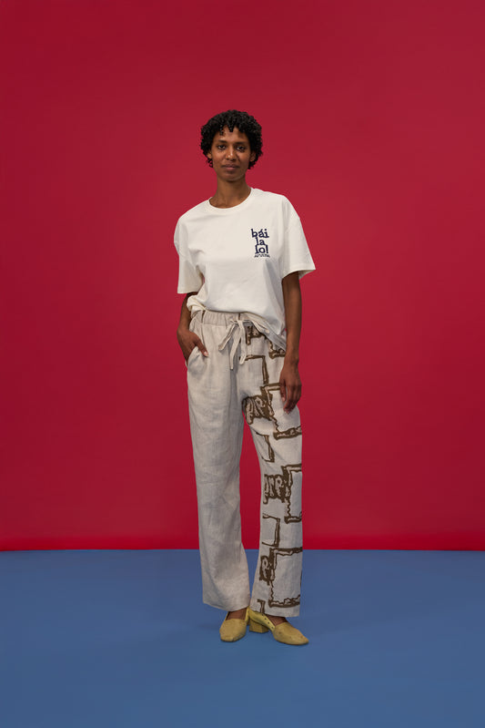SUAVE CREAM & BROWN PANTS