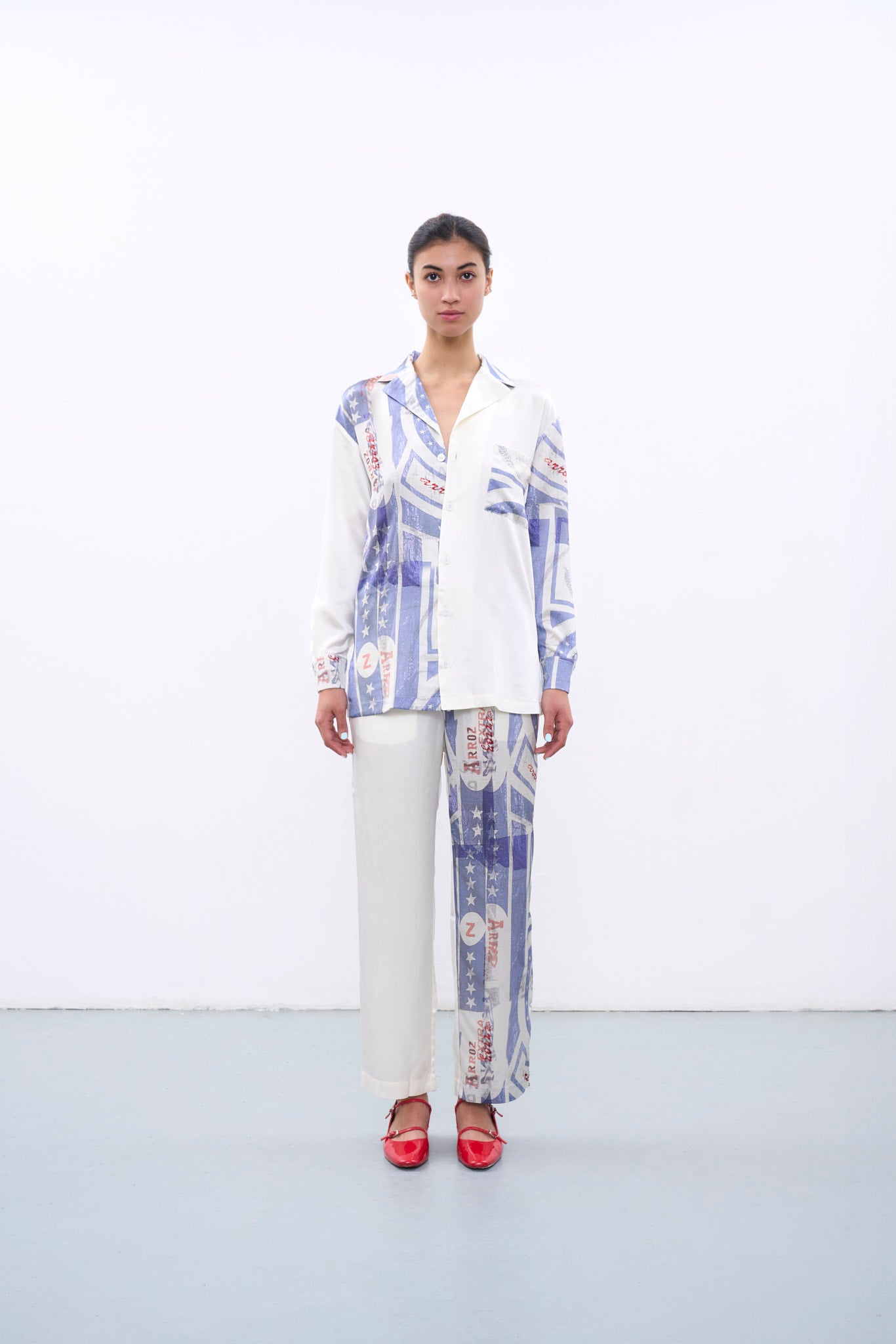 FEROZ WHITE SILK PANTS
