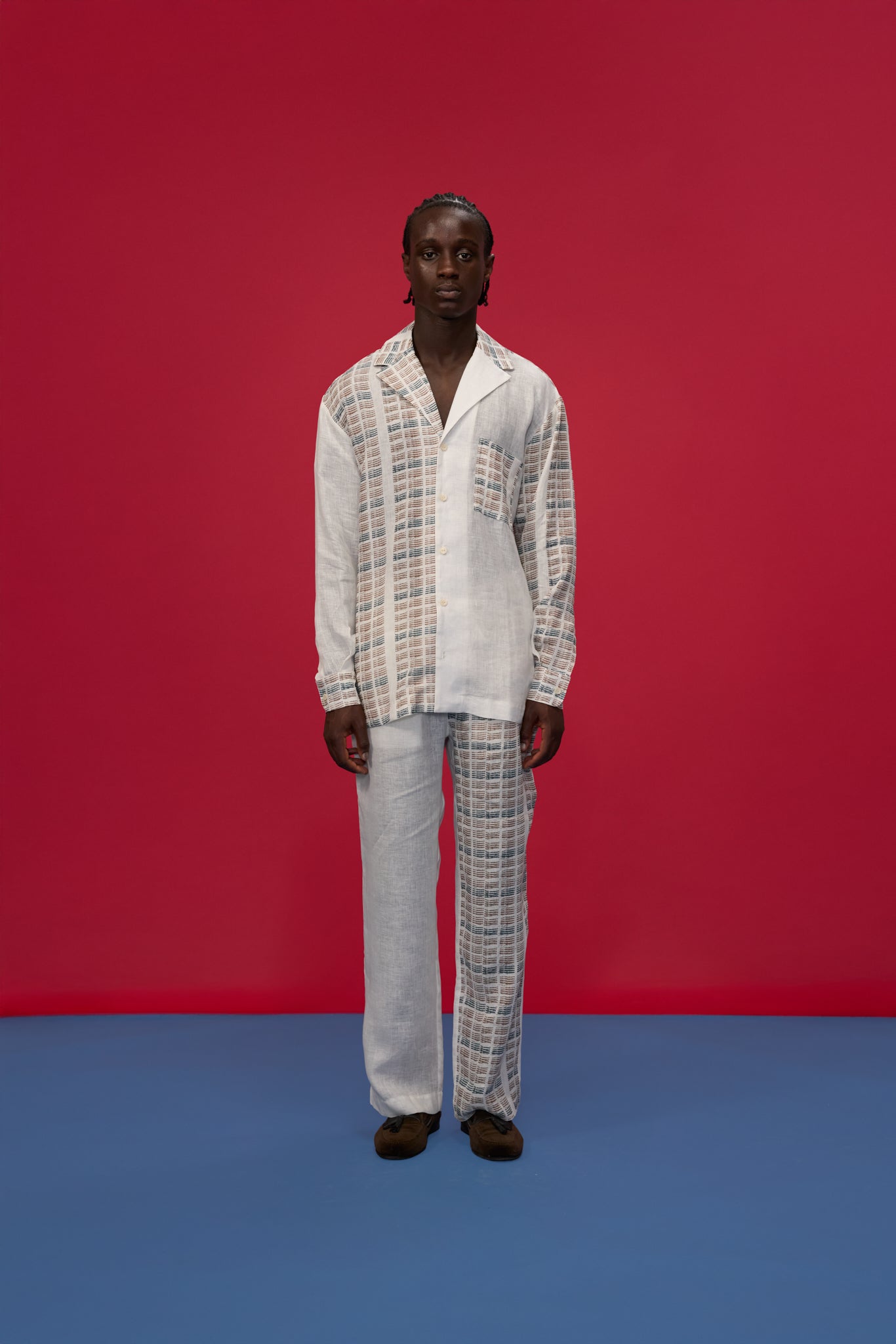 RICO RED & BLUE LINEN PANTS