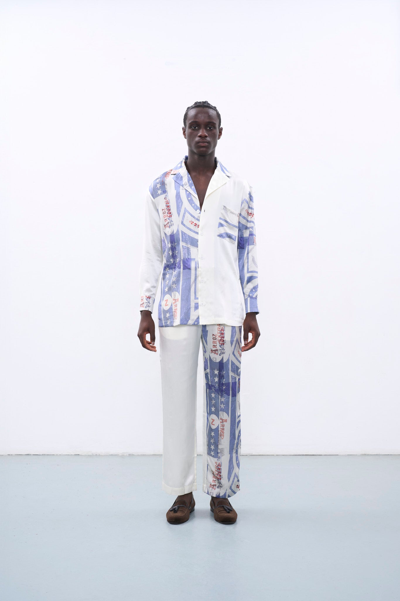 FEROZ WHITE SILK PANTS