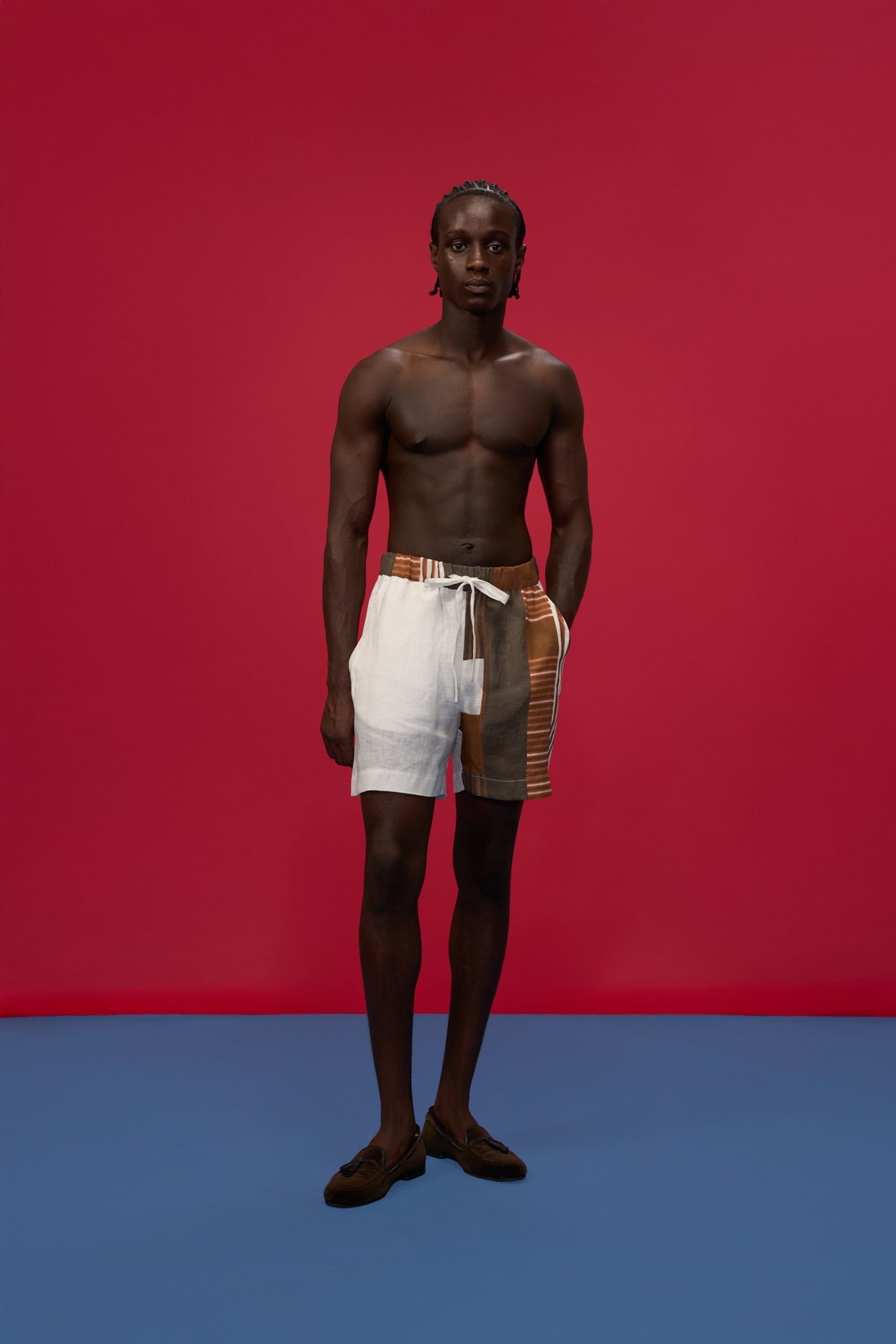 BROWN & ORANGE CASSERITA LINEN SHORTS