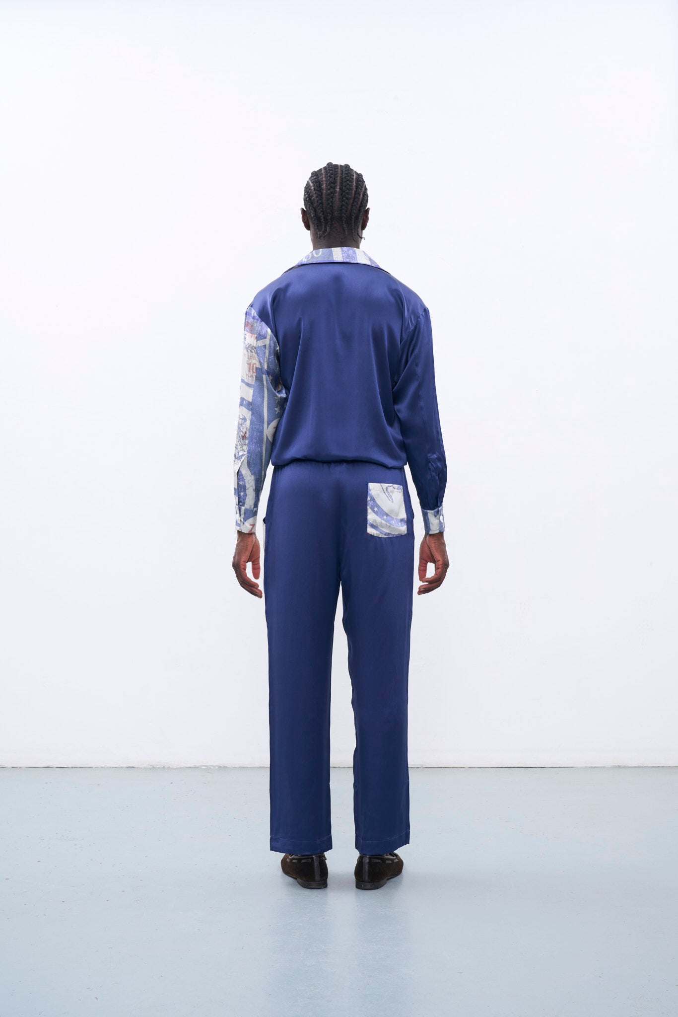 FEROZ SILK PANTS IN BLUE