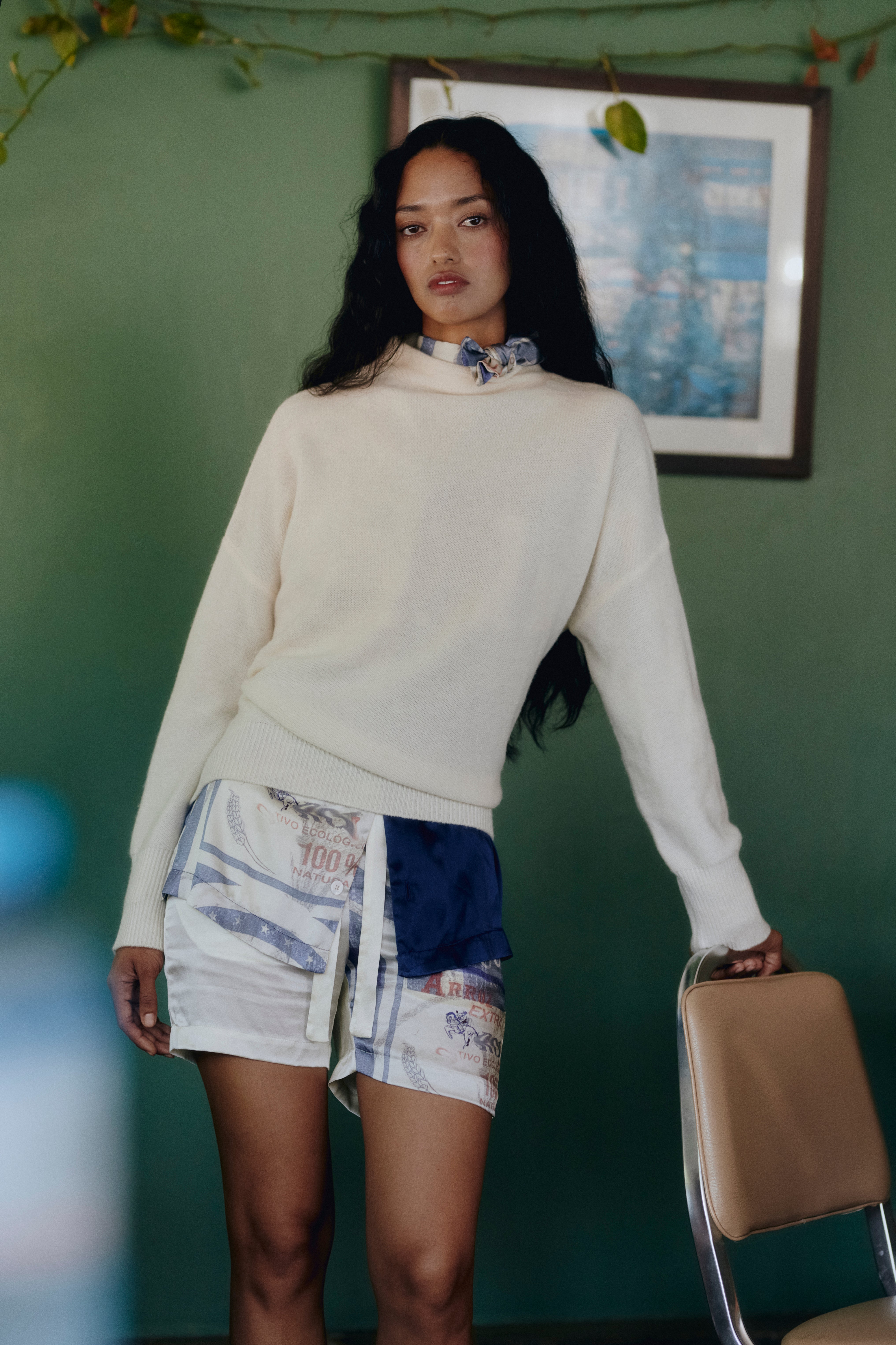 FEROZ WHITE SILK SHORTS