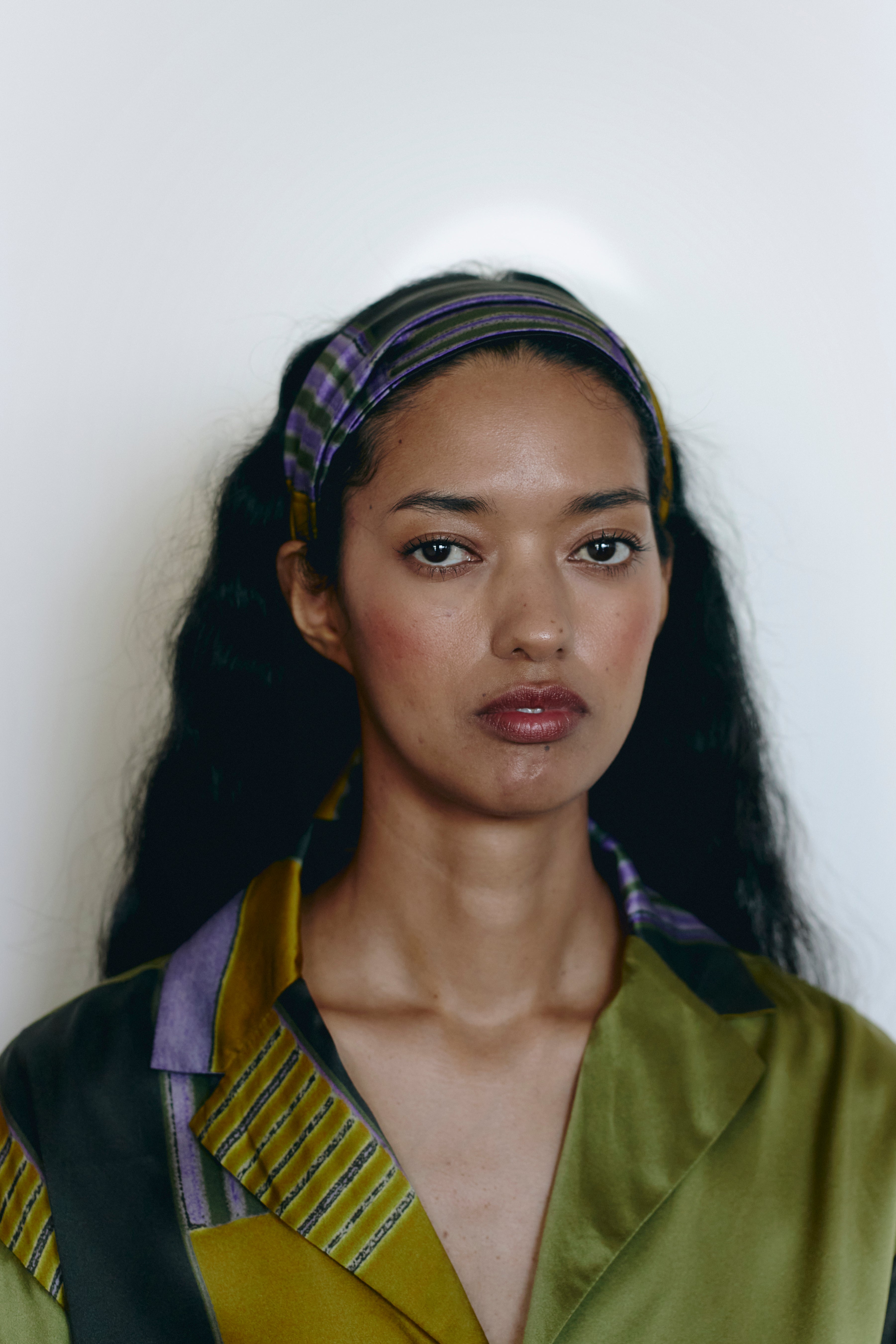 GREEN & PURPLE CASSERITA SILK HEADBAND/TOP