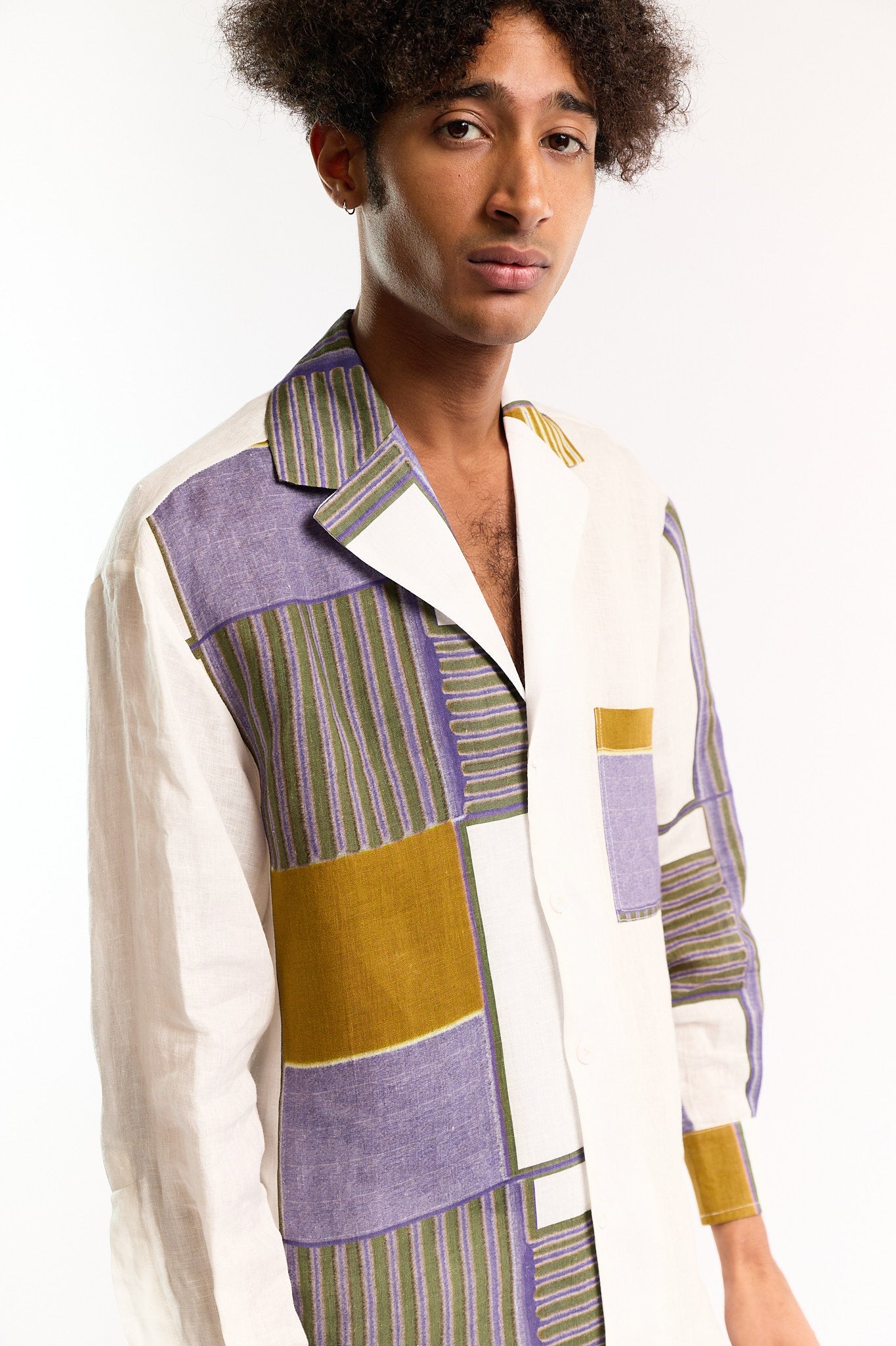 OLIVE CASSERITA LINEN LONG SLEEVE SHIRT