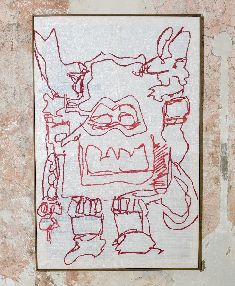 El Guardian hand embroidered wall hanging