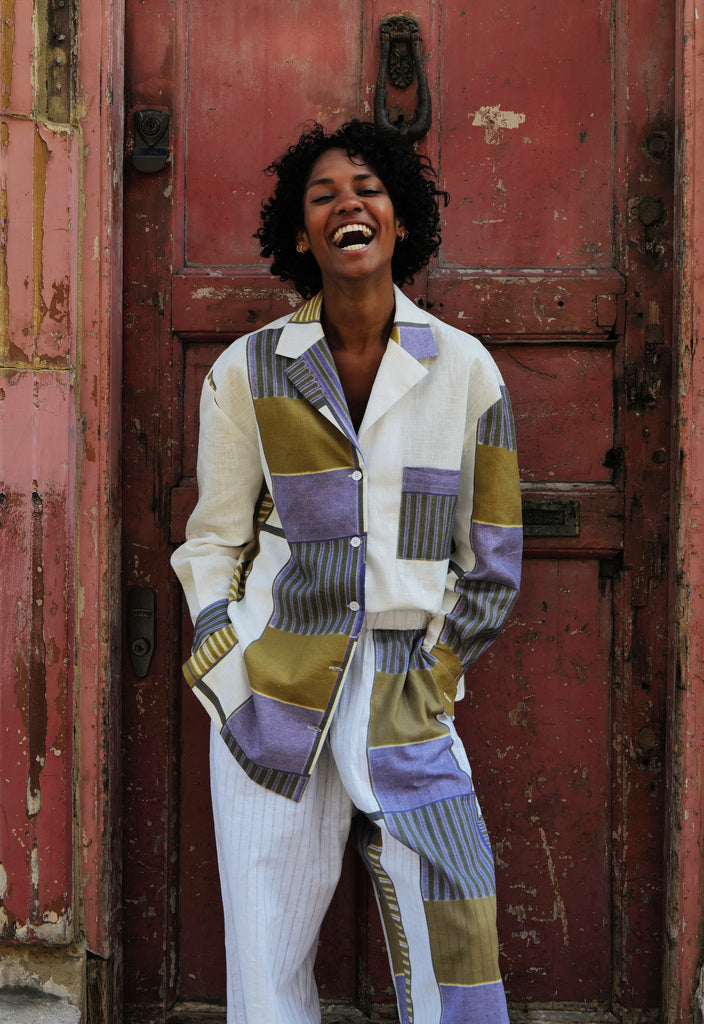 OLIVE CASSERITA LINEN LONG SLEEVE SHIRT