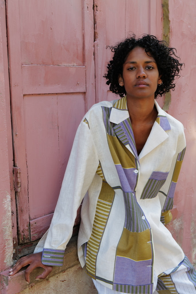 OLIVE CASSERITA LINEN LONG SLEEVE SHIRT